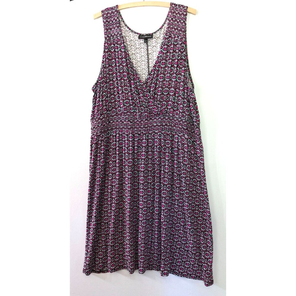 Lane Bryant Dress Smocked Waist Sleeveless Surplice Neckline Stretch
